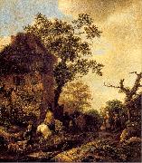 Ostade, Isaack Jansz. van The Outskirts of a Village with a Horseman oil